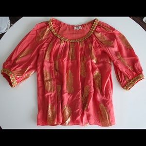 Milly of New York coral and gold top